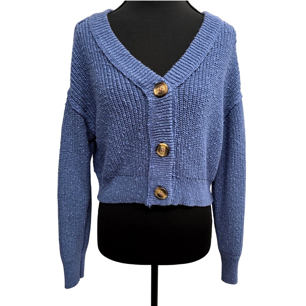 American‎ Eagle Outfitters Cozy Cottagecore Blue Cropped Cardigan Sweater XS